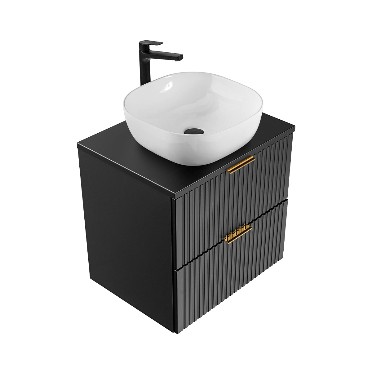 Meuble simple vasque 60cm Adriel Noir - vue 3