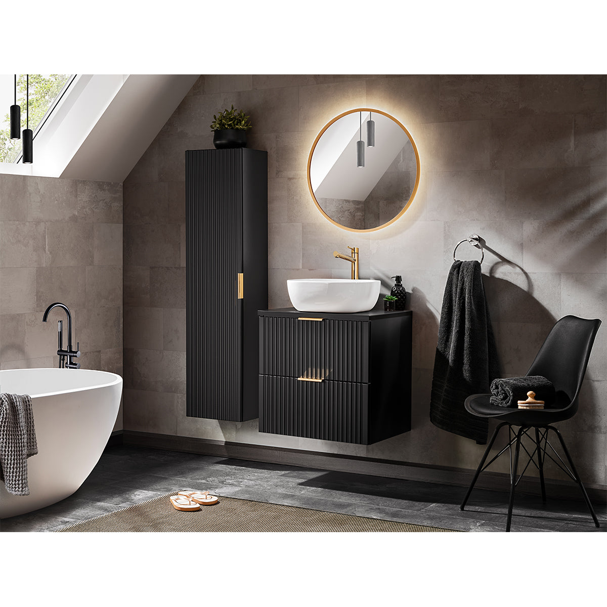 Meuble simple vasque 60cm Adriel Noir - vue 5