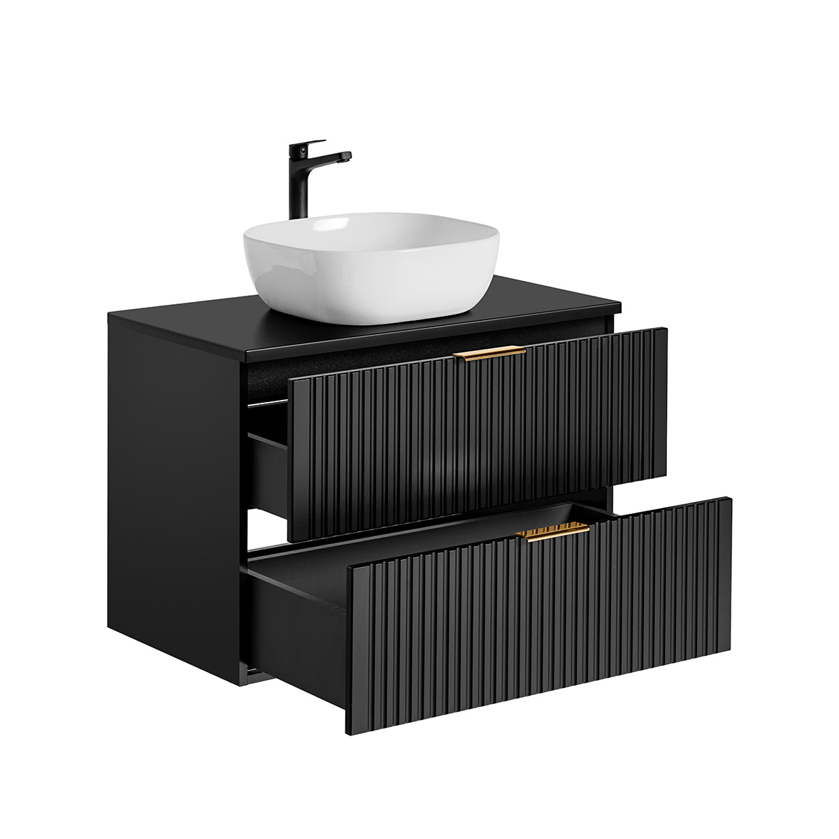 Meuble simple vasque 80cm Adriel Noir - vue 2