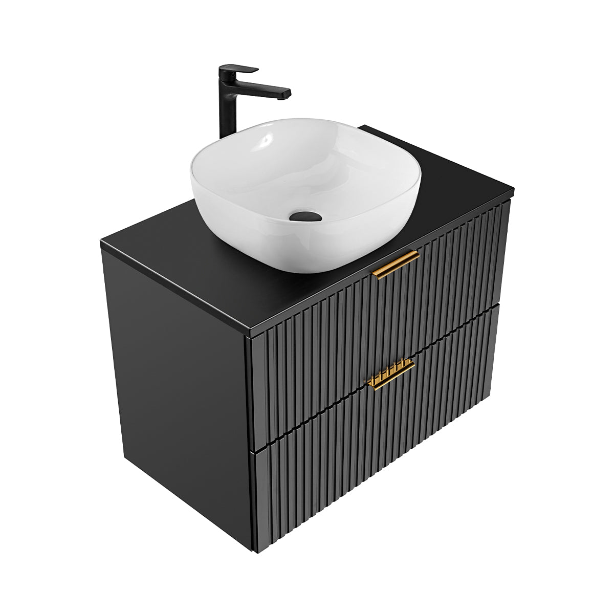Meuble simple vasque 80cm Adriel Noir - vue 3