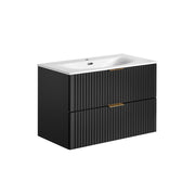 Meuble simple vasque encastrée 80cm Adriel Noir