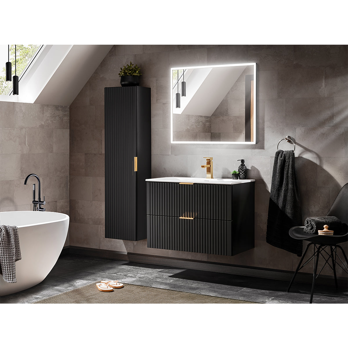 Meuble sous-vasque 80cm Adriel Noir - vue 5