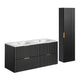 Ensemble meuble double vasque encastrée 120cm et colonne Adriel Noir