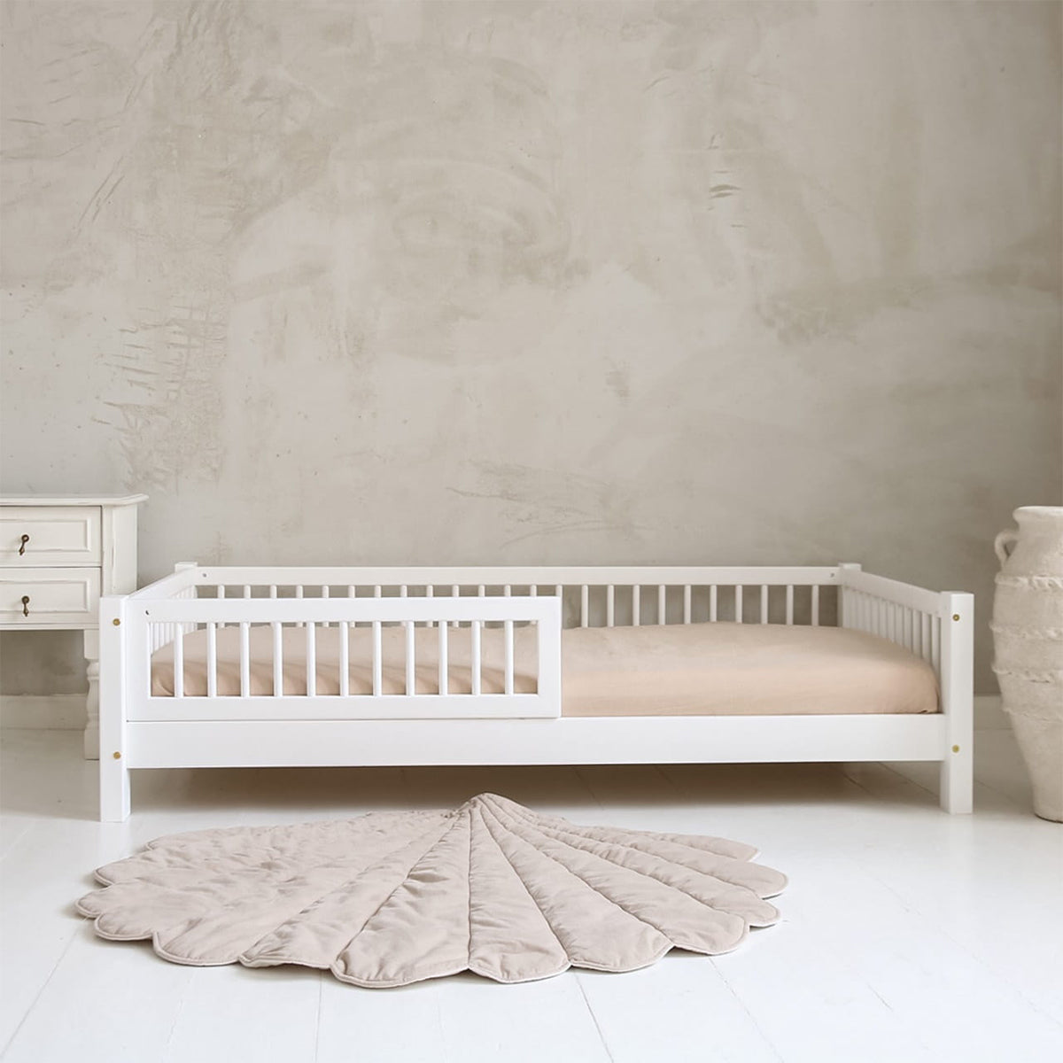 Lit 90x190 barrière et sommier inclus pieds 10 cm Adèle Blanc - vue 5