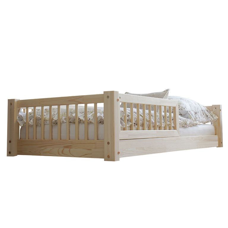 Lit 80x160 barrière et sommier inclus pieds 1 cm Adèle Bois - vue 2
