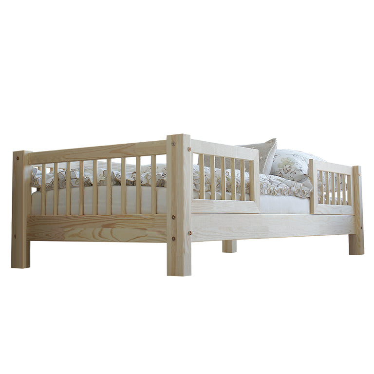 Lit 90x190 barrières et sommier inclus pieds 10 cm Adèle Bois - vue 2