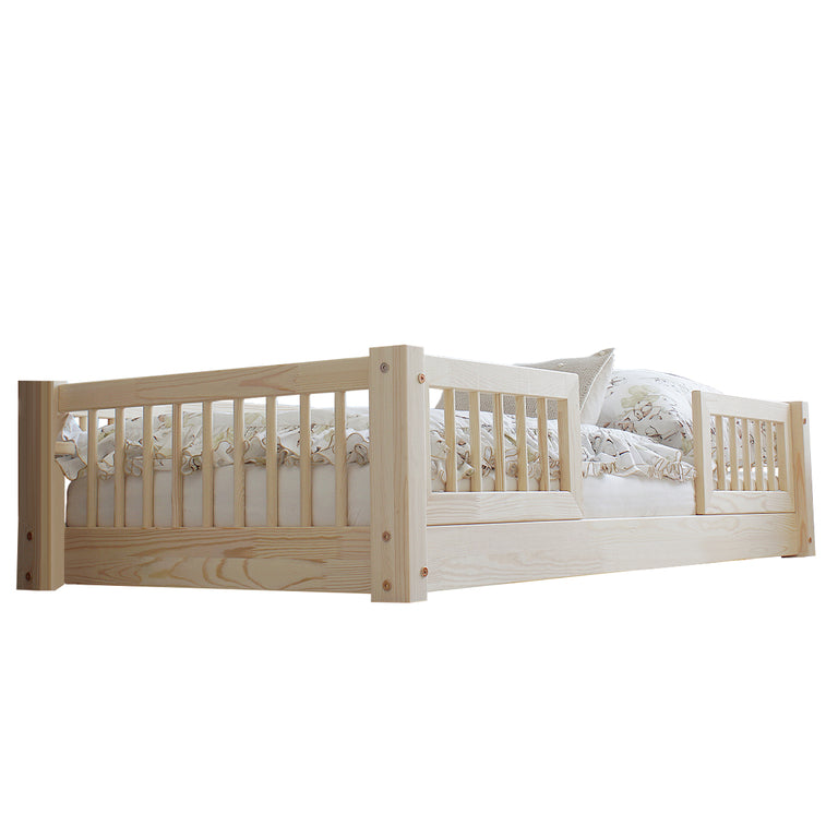 Lit 90x190 barrières et sommier inclus pieds 1 cm Adèle Bois - vue 2
