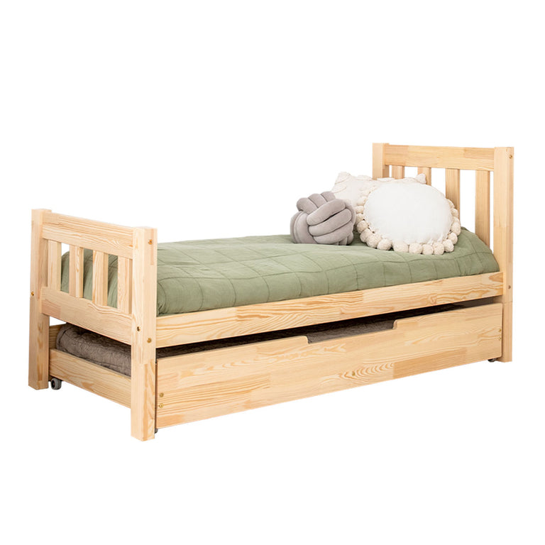 Lit 90x200 sommier et tiroir inclus Adeline Bois - vue 2