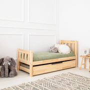 Lit 90x200 sommier et tiroir inclus Adeline Bois