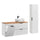 Ensemble meuble simple vasque 120cm panier à linge et colonne Adriel Blanc