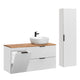 Ensemble meuble simple vasque 120cm panier à linge et colonne Adriel Blanc