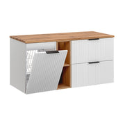 Meuble sous-vasque 120cm 2 niches panier à linge Adriel Blanc