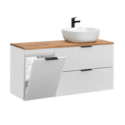 Meuble simple vasque 120cm panier à linge Adriel Blanc