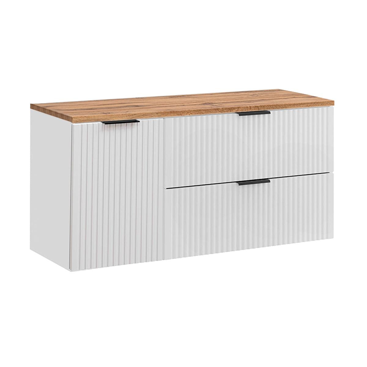 Meuble sous-vasque 120cm panier à linge Adriel Blanc - vue 2