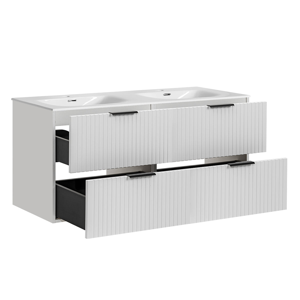 Meuble double vasque encastrée 120cm Adriel Blanc - vue 2