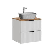Meuble simple vasque effet pierre 60cm Adriel Blanc