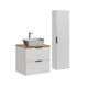 Ensemble meuble simple vasque 60cm et colonne Adriel Blanc et effet Pierre