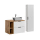 Ensemble meuble simple vasque 80cm 2 niches et colonne Adriel Blanc et effet Pierre