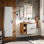 Ensemble meuble simple vasque 80cm 2 niches et colonne Adriel Blanc