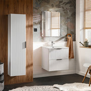 Ensemble meuble simple vasque encastrée 60cm et colonne Adriel Blanc
