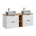 Meuble double vasque effet pierre 140cm 2 niches Adriel Blanc
