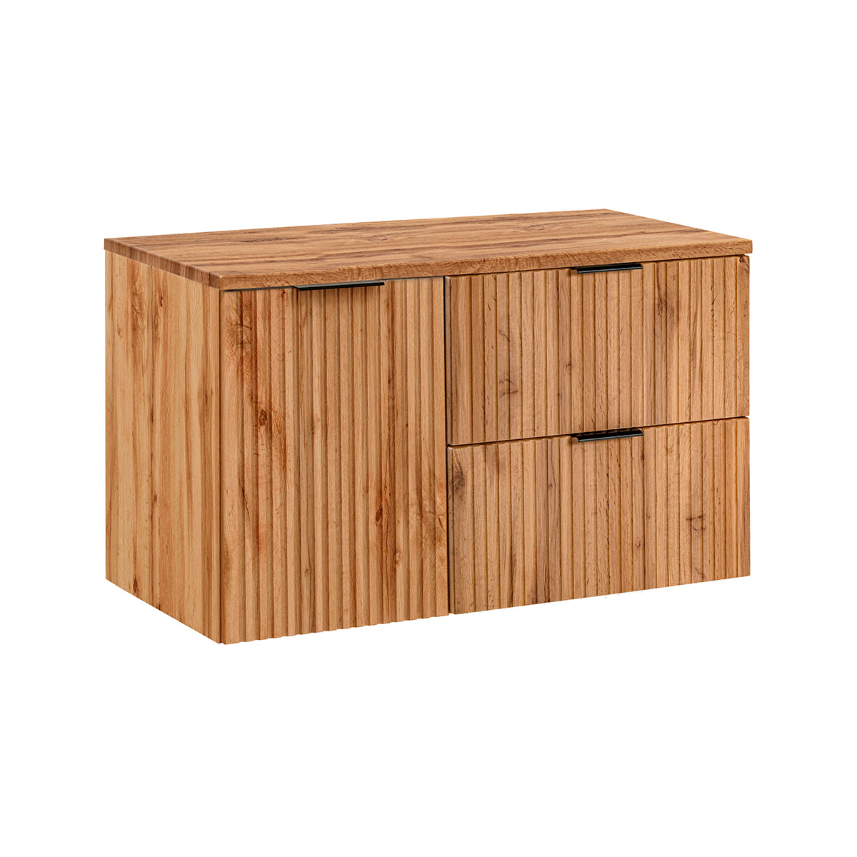 Meuble sous-vasque 100cm panier à linge Adriel Bois - vue 2
