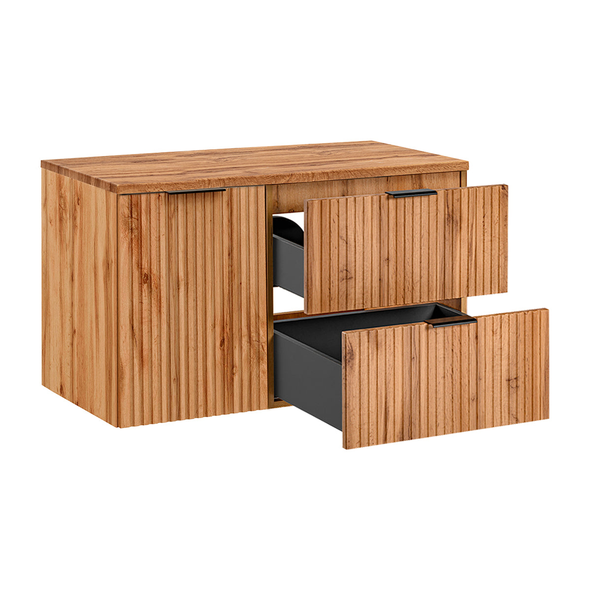Meuble simple vasque 100cm panier à linge Adriel Bois - vue 3