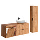 Ensemble meuble simple vasque 140cm 2 niches panier à linge et colonne Adriel Bois