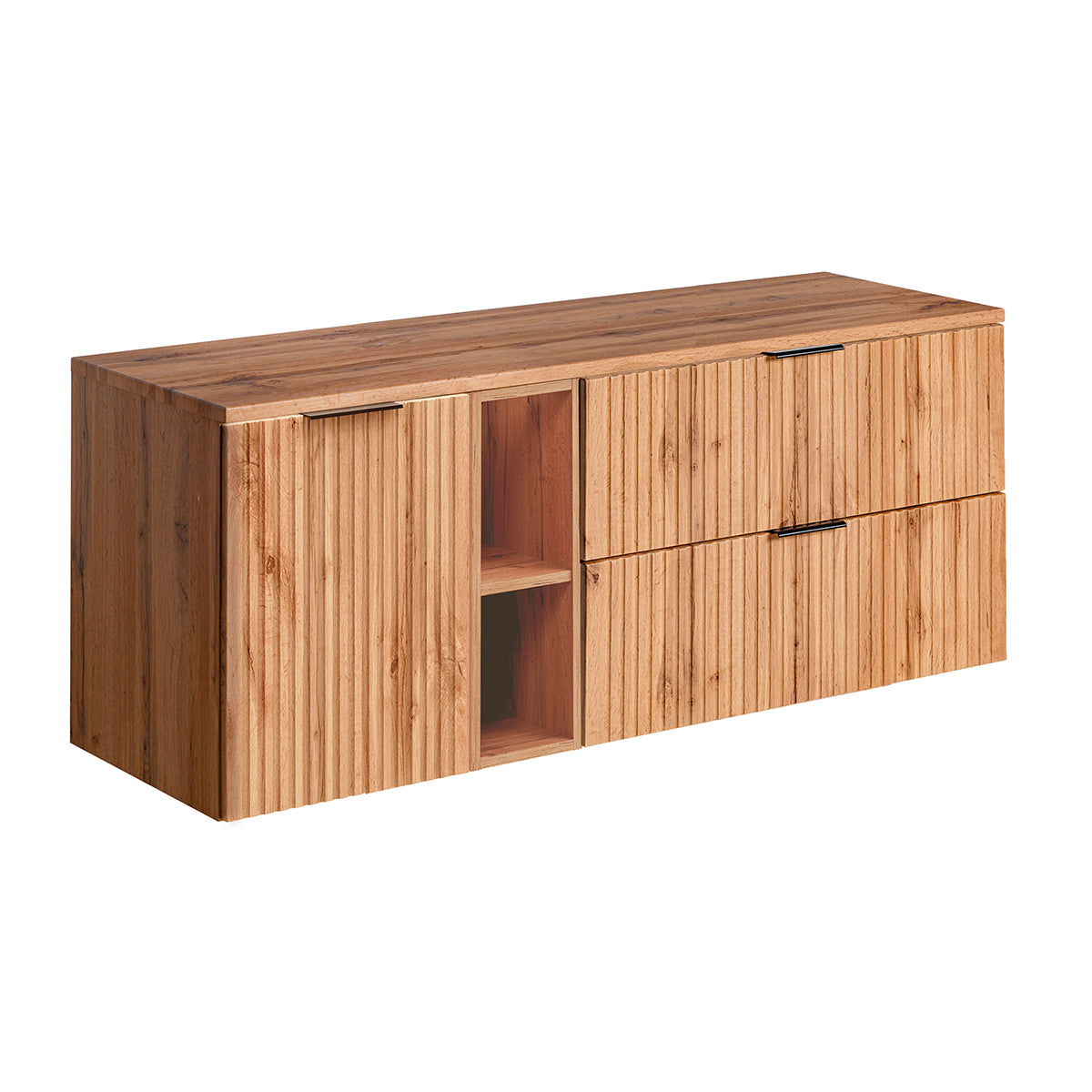 Meuble sous-vasque 140cm 2 niches panier à linge Adriel Bois - vue 2