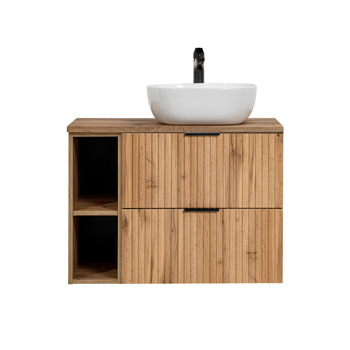Meuble simple vasque 80cm 2 niches Adriel Bois - vue 3