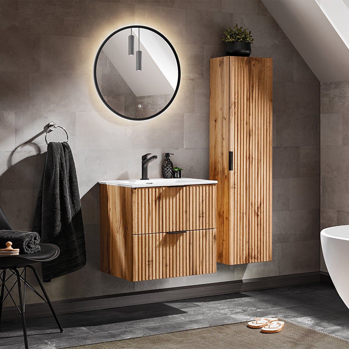 Meuble simple vasque encastrée 60cm Adriel Bois - vue 5
