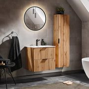 Ensemble meuble simple vasque encastrée 60cm et colonne Adriel Bois