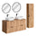 Ensemble meuble double vasque 120cm miroirs LED et colonne Adriel Bois