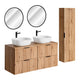 Ensemble meuble double vasque 120cm miroirs LED et colonne Adriel Bois