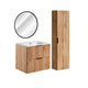 Ensemble meuble simple vasque encastrée 60cm miroir LED et colonne Adriel Bois