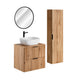 Ensemble meuble simple vasque 60cm miroir LED et colonne Adriel Bois