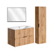 Ensemble meuble simple vasque encastrée 80cm miroir LED et colonne Adriel Bois