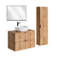 Ensemble meuble simple vasque 80cm miroir LED et colonne Adriel Bois