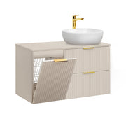 Meuble simple vasque 100cm panier à linge Adriel Cachemire