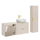 Ensemble meuble simple vasque 140cm 3 niches panier à linge et colonne Adriel Cachemire