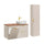 Ensemble meuble simple vasque 100cm panier à linge et colonne Adriel Cachemire et Bois