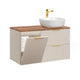 Meuble simple vasque 100cm panier à linge Adriel Cachemire et Bois