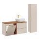 Ensemble meuble simple vasque 120cm 2 niches panier à linge et colonne Adriel Cachemire et Bois