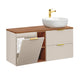 Meuble simple vasque 120cm 2 niches panier à linge Adriel Cachemire et Bois