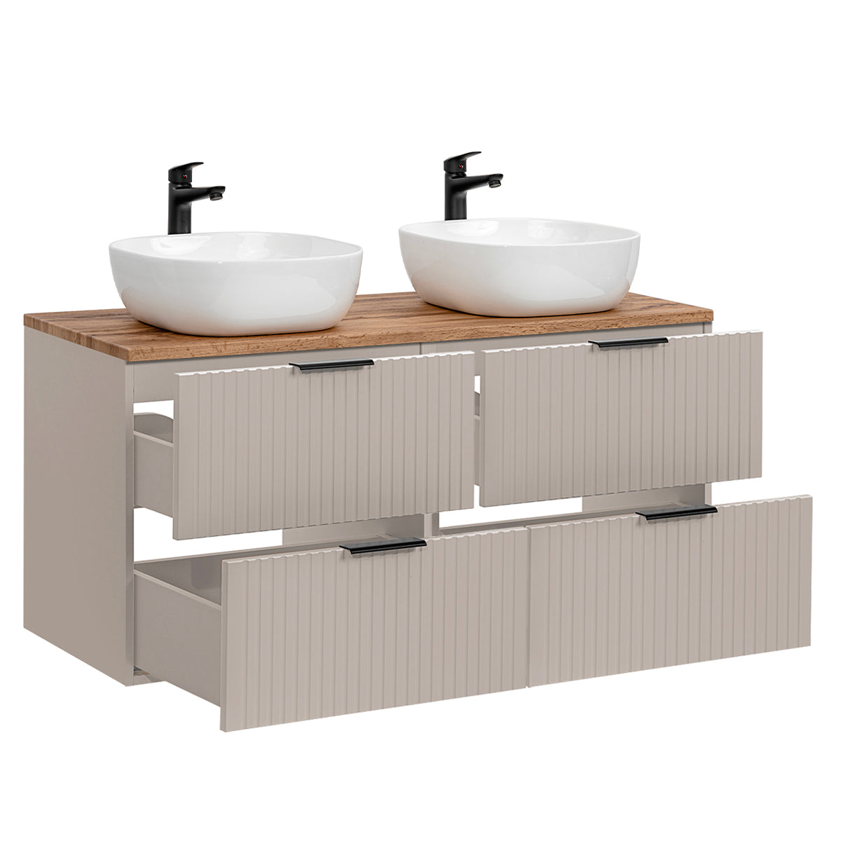 Meuble double vasque 120cm Adriel Cachemire et Bois - vue 2