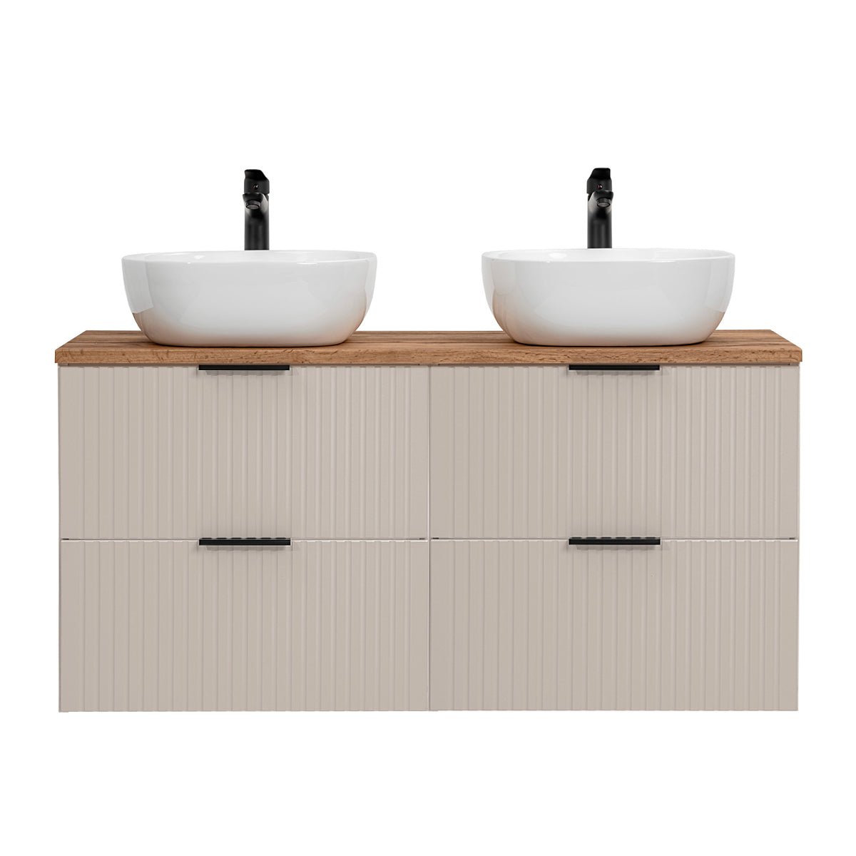 Meuble double vasque 120cm Adriel Cachemire et Bois - vue 3