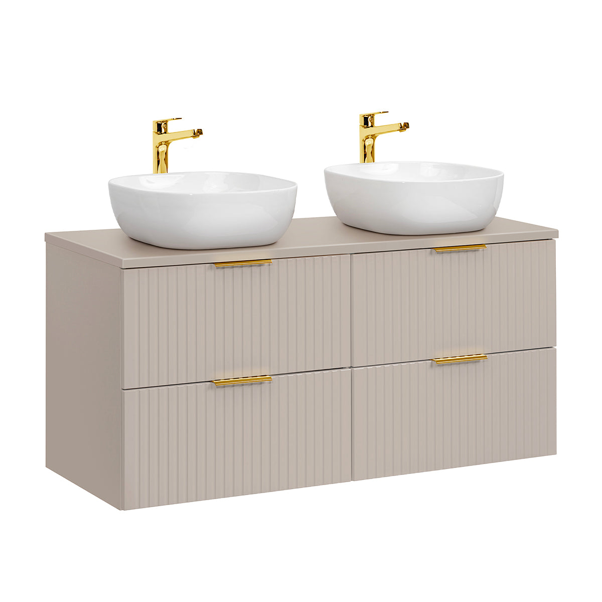 Ensemble meuble double vasque 120cm et colonne Adriel Cachemire - vue 3
