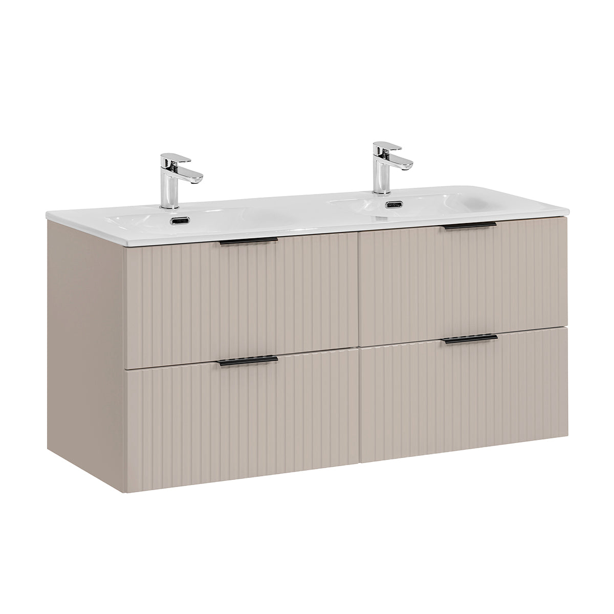 Ensemble meuble double vasque encastrée 120cm et colonne Adriel Cachemire - vue 3