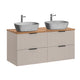 Meuble double vasque effet pierre 120cm Adriel Cachemire et Bois