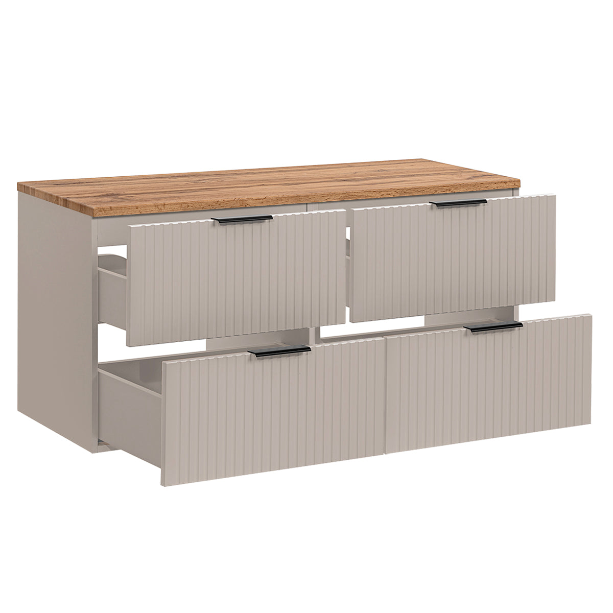 Meuble sous-vasque 120cm plan de toilette Adriel Cachemire et Bois - vue 2